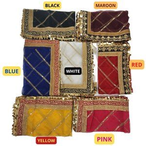 Fancy Organza Dupatta/Scarf/Wrap/Stole Gota Zari Embroidered Dulhan Shaadi Nikah
